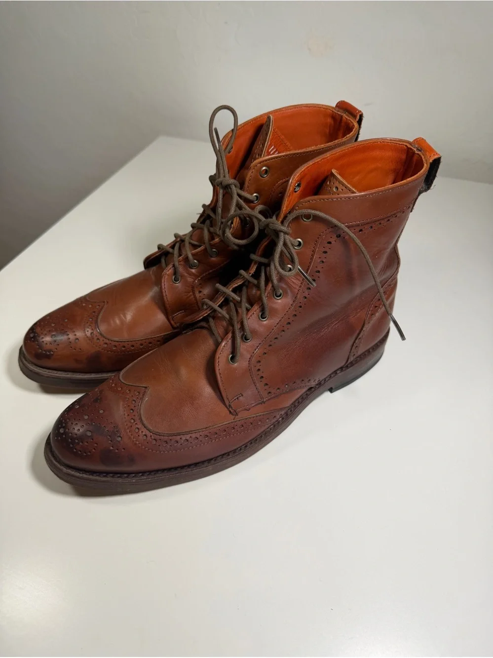 Allen Edmonds Men’s Leather Wingtip Brogue Lace-Up Boots Size 9.5 D